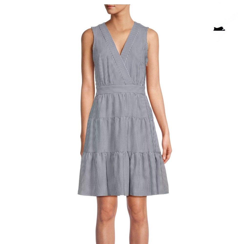 Tommy Hilfiger Striped Sleeveless Tiered Dress Blue/White Sz 6